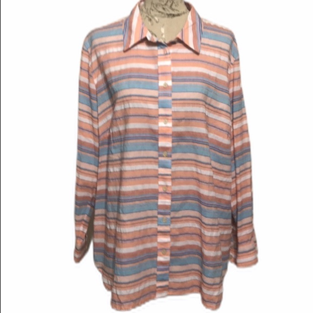 🆕 Talbots Orange Blue Striped Top 3X